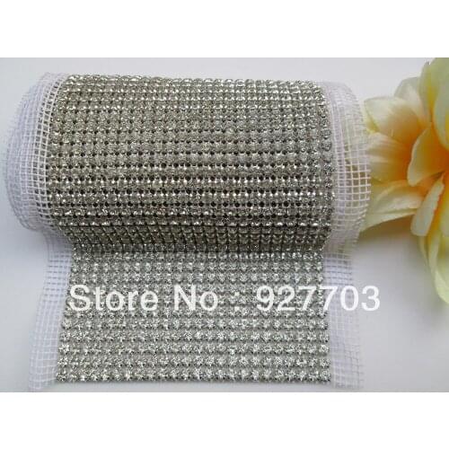CM264)1 Yards 12mm SS17 24 Rows Clear Crystal Rhinestone Mesh Wedding Dectoration