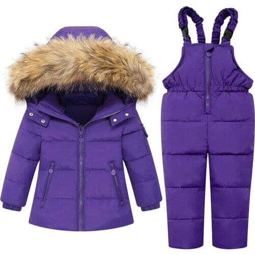 Children Down Coat Winter Warm Kids Jackets Thickened Girls Outfits Set Hooded Cartoon Boys Down Jackets 2-6Y Child Clothes Set