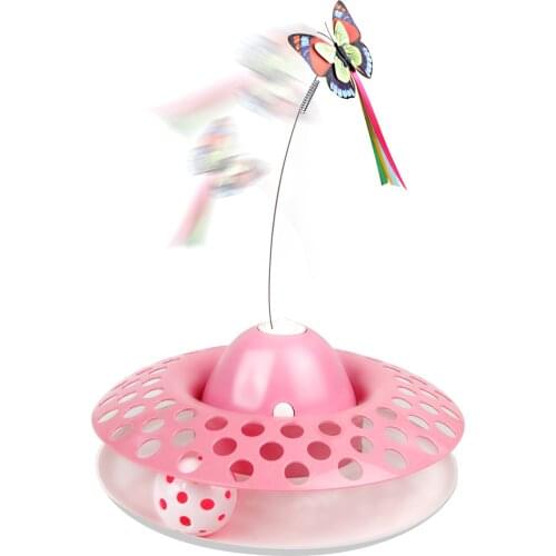 Interactive Cat Toy Electric Rotating Cat Toys Butterfly 360° Rotate Shine at Night with Trackball Battery Cat Toys Pet Toy