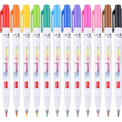 Fluorescent color calligraphy gel cute kawaii pen soft hair small calligraphy papeleria kawai pens for school stationery set