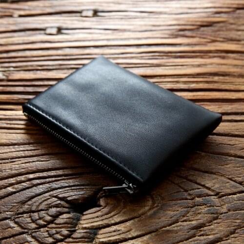 100% Genuine Cow Leather Coin Purse For Men Male Vintage Business Short Small Mini Slim Zipper Wallet Card Holder Case Bag Pouch