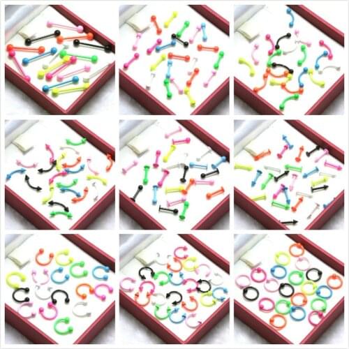 Paint neon color fashion Stainless Steel Captive Eyebrow Nose Lip Labret Ear Ring Tragus Earring Tongue Piercing Body Jewelry