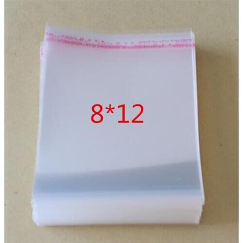 Hot 100Pcs/Lot Self Adhesive Plastic Bag Self Adhesive Seal Bag Clear Resealable Cellophane/Poly Bags 12*8cm Transparent OPP Bag