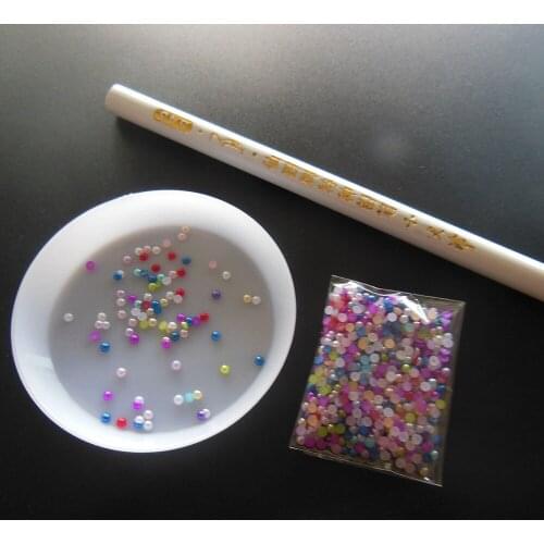 Nail art set mixed colour 1000 pc 2mm pearl dotting set dotting pencil point drill pen Palette Dish Dappen Dish nail decaration