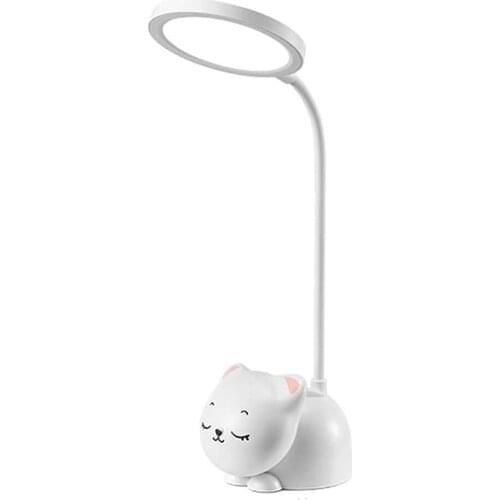ONEFIRE Table Lamp Cute Cat Table Lamp Girl Child Contact Control Eye Protection Ring Lamp Adjustable Girl Desk Lamp