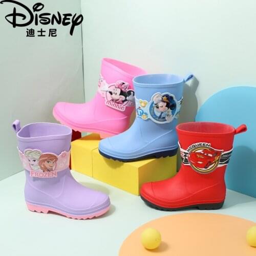 Disneys new cute childrens water shoes girls non-slip wear-resistant octopus rain boots in tube kindergarten baby rain boots
