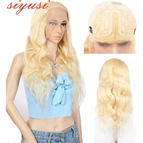 Middle Part Body Wave Lace Closure Wig 13x4*1 Blonde Brazilian Remy 613 Long Wigs For Women Siyusi 100% Human Hair Wigs
