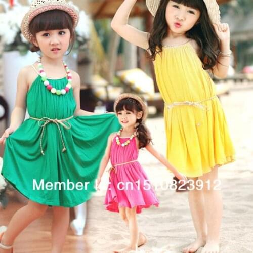 Girls dress summer bohemian style strap dress kids beach dresses cotton baby vestidos toddler girls clothing 2-6Yrs