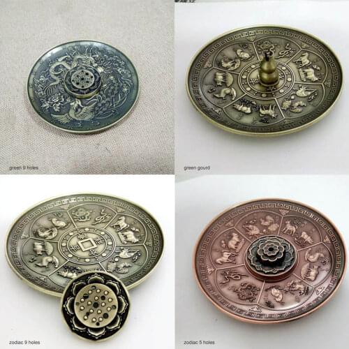 Furnace Incense Base Incense Stick Red Bronze Dragon Pattern Holder 12 Chinese Zodiac Censer Plate Candle Aromatherapy