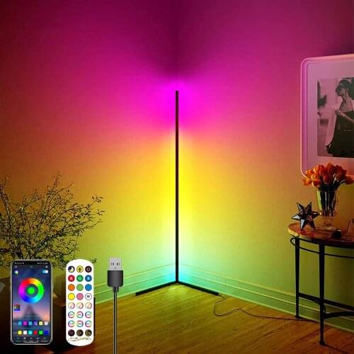 RGB LED Floor Corner Standing Lamp Color Changing Corner Floor Lamp Light with Remote Control for Bedroom Home Atmosphere Decor