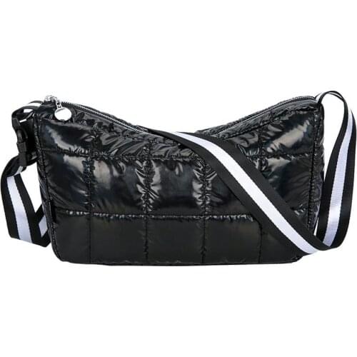 Luxury Space Cotton Shoulder Bags For Women 2020 Winter Crossbody Down Bag Designer Wide Shoulder Strap Messenger Bag Sac A Main