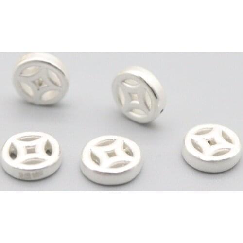 S999 Pure Silver Retro Taiyin 3D Hard Real Silver Baby Bless Round Coin Charms Red Rope Womens Bracelet Accessories