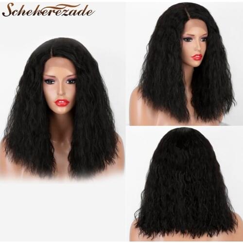 Bob Lace Front Wigs Synthetic Yaki Straight Wigs Heat Resistant T Part Cosplay Synthetic Lace Front Wigs For Women Scheherezade