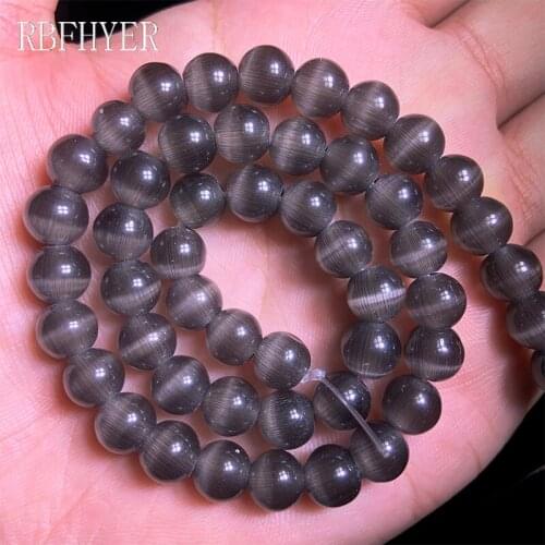 Dark grey Cats Eye Stone Round Smooth opal Spacers beads 4/6/8/10/12MM for Jewelry making DIY Charm bracelet necklace Finding