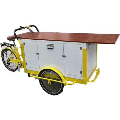 Adult Pedal Tricycle Coffee Cargo Bike Trailer Street Snack Food Car Three Wheels China for Sale