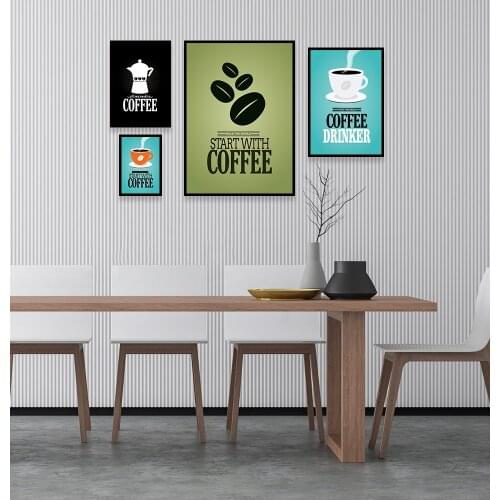 Start With Coffee Vintage Poster&Prints Retro Canvas Painting For Kitchen Coffee Shop Wall Picture For Dining/living Room Decor