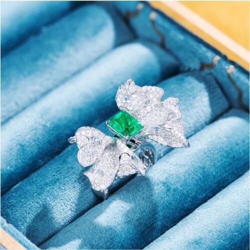 Luxury Charm Butterfly Adjustable Rings Geometric Unique Insect Jewelry 925 Silver Ring For Women Wedding Cocktail Party Gifts