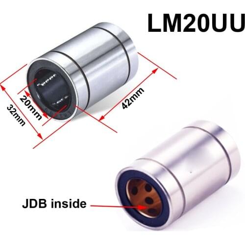 1PC 20Mm LM20UU 20x32x42MM Bush Linear Motion Bearing Outer Steel Inner Copper Graphite Sleeve