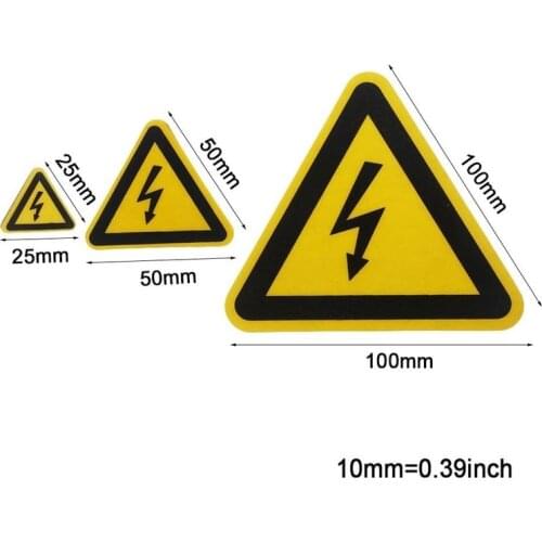 25mm 50mm 100cm 1 Pcs Warning Sticker Adhesive Labels Electrical Shock Hazard Danger Notice Safety PVC Waterproof