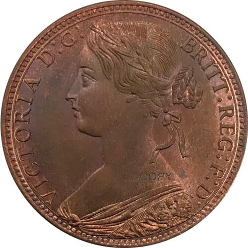 1879 United Kingdom 1 Penny Victoria 2nd portrait Red Copper collectibles Copy Coin