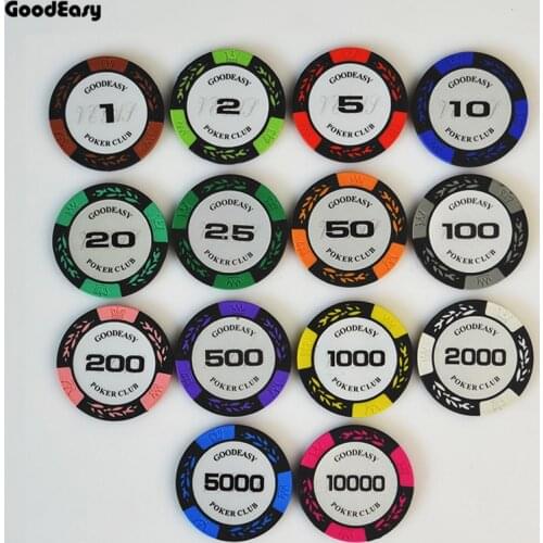 25PCS/Lot Wheat Texas Hold'em Clay Poker Chip Sets Mahjong Poker Game Metal Coin Professional Customizable Wholesale