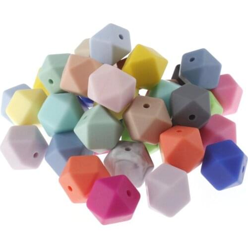 30pcs Hexagon Silicone Teething Beads 17MM Silicone Teething Necklace Food Grade Silicone Beads Christmas Gift Bpa Free