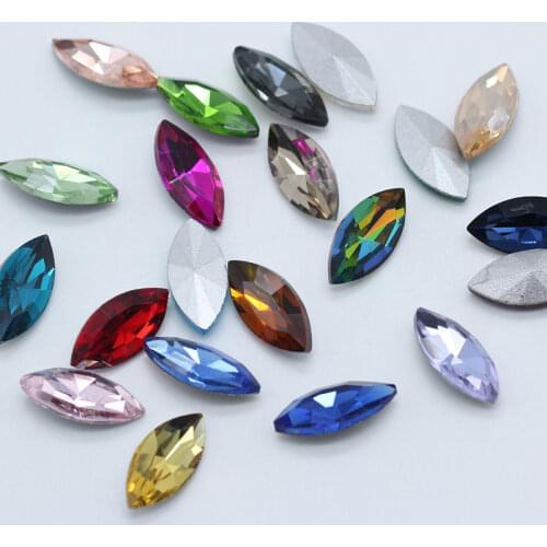 30p 3x6mm Horse eye pointed foiled back faceted crystal glass rhinestones Nail Art Decor necklace ring earring repair Gemstones
