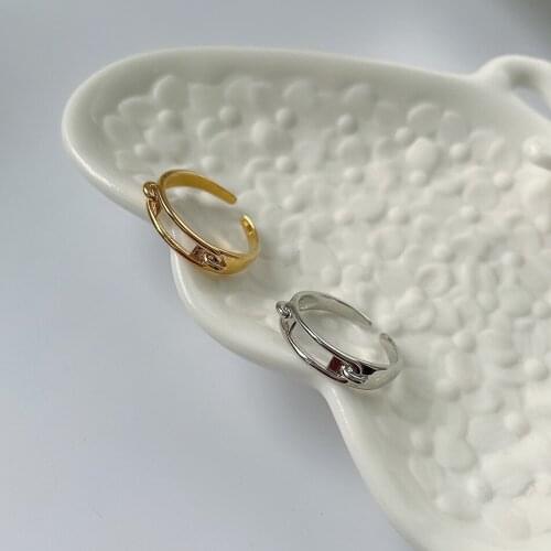 925 Silver Charm Rings for Women Couples New Fashion Gold Plated Double-layered Curve Party Jewelry Gifts Adjustable Size Ring