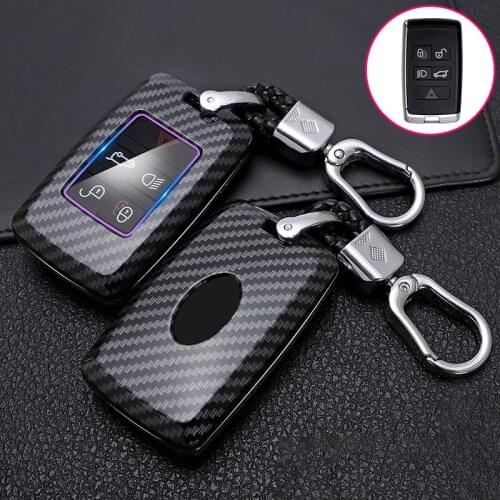 ABS Carbon Fiber Car Remote Key Case Cover Holder For Land Rover Range Rover Sport Velar Discovery 5 Evoque For Jaguar E-Pace