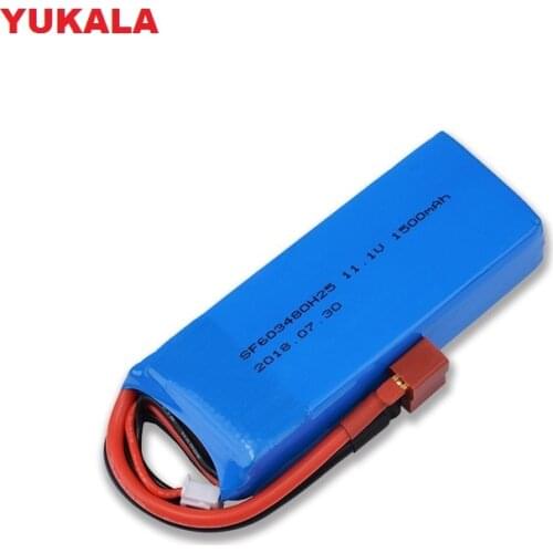 YUKALA 11.1V 1500MAH 25C Lipo Battery For WLtoys V950 RC Models Airplane Helicopter Car Boat Quadcopter 1500mah 11.1v