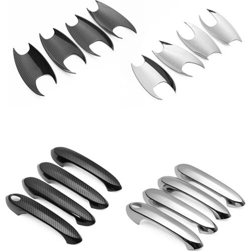 Car Chrome / Carbon Fiber Look Door Handle & Bowl Cover Trim Fit For BMW 3/5/6 Series G20 G30 X3 G01 X4 G02 X6 X7 G05 G06 G07