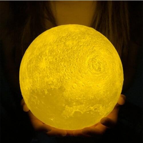 Free Shipping 3D Print Moon Lamp 2 colors Adjustable Brightness Touch USB Touch Control Led Night Light Home Decor Creative Gift