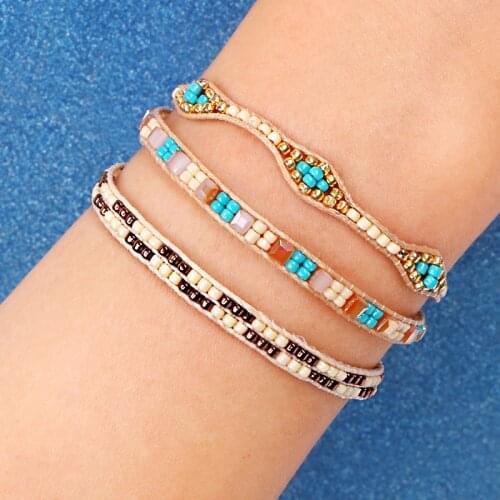 BLUESTAR 3pcs One Set Braided Charm Bracelet Bohemian Handmade Woven MIYUKI Bead Bracelets For Jewelry Accessories