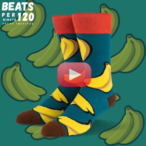 BPM120 Banana Cotton Crew Sock Original Design Fruit Men Women Ins Interesting Funny Sports Skate Hip Pop Harajuku Nutriology
