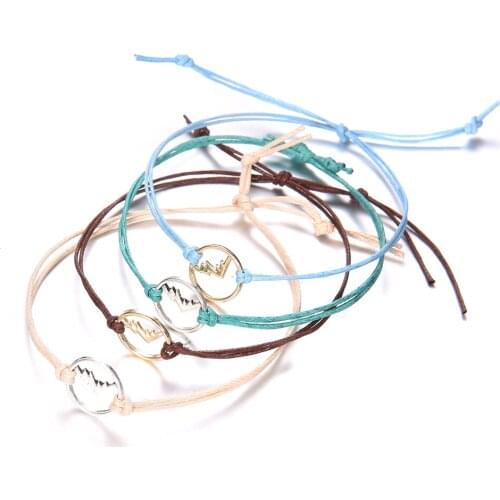 4pcs Mountain Peak Weave Bracelet Rope Chain Women Men Bracelet Outdoor Sport Skiing Journey Camping Lover