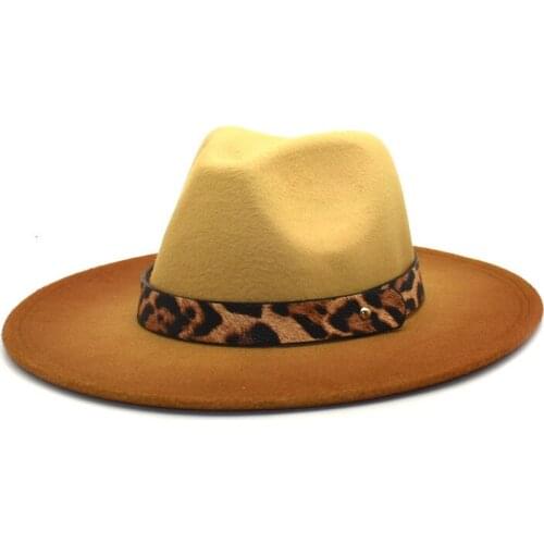 Women Men Wool Vintage Gangster Trilby Felt Fedora Hat Wide Brim Gradient Belt Gentleman Elegant Lady Winter Autumn Jazz Cap