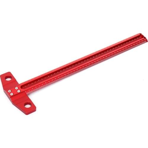 Drillpro 300/400/500/600mm Woodworking Line Scriber T-type Ruler 1mm Hole Crossed Ruler Aluminum Alloy Marking Gauge