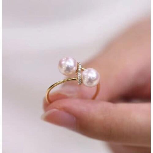 Two Pearl 925 Sterling Silver Ring Finger Ring Base Settings Adjustable Ring Findings Jewelry Parts Fittings Accessories