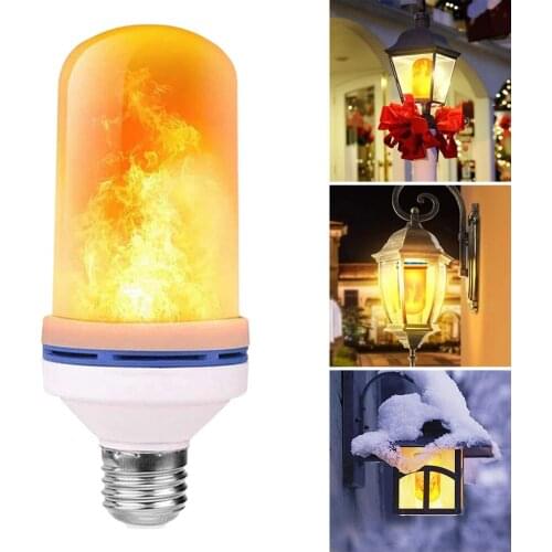 E27 LED Flame Lamps 4 Modes Yellow Flame Effect Led Fire Bulb Effect Flickering Emulation Home Decoration