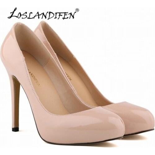 Loslandifen Womens Pu Leather High Heel Pointed Toe Corset Style Work Pumps Court Office Shoes Us5-10