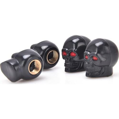 4Pcs/lot High Impact ABS Skull Bike Car Bicycle Wheel Tire Valve Caps Rims Fits Cars, Truck, Bikes With Regular Valve Stem