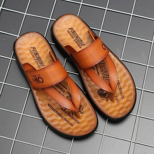 Summer men 39s sandals flip flops slippers beach 2019 leather for mens High Quality zapatillas casa hombre pu rubber lightweight