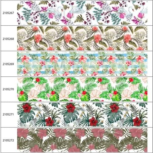 Summer Style Printed Grosgrain Ribbon Beauty Flowers Tape 5Yards for DIY Handmade Material Headdress