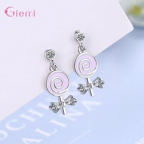 925 Sterling Silver Cute Stud Earrings For Women Girls Wedding Statement CZ Cubic Zirconia Fashion Jewelry Wholesale