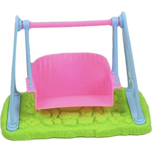 Miniature Swing Easy to Install Cartoon Style Placstic Dollhouse Swing Rocking Chair for Kids Pretend Play Toy For DollHouse DIY