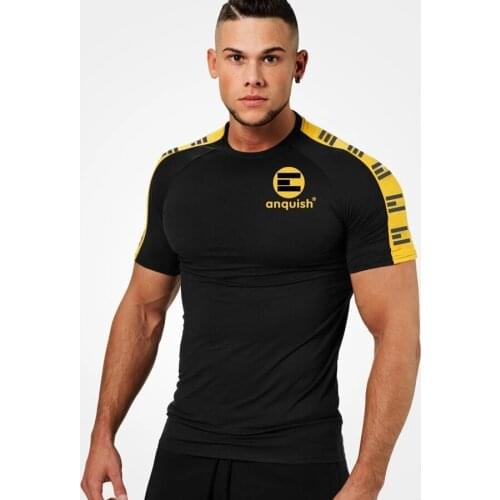 New Mens Skinny T-shirt Gyms Fitness Bodybuilding Crossfit Short sleeve t shirt Male Brand Print Tee Tops Summer Casual Clothing
