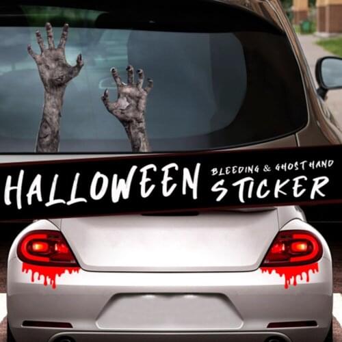 Happy Halloween Ghost Hand bleed Sticker Horror Wall Stickers Car Window Home Decoration Decal Decor Party