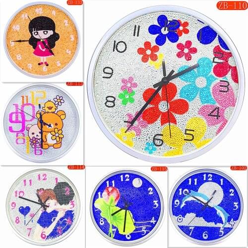 3D Special Shaped Diamond Embroidery Frower Wall Clock Cartoon Animal Diamond Painting Cross Stitch Watch Diamond Mosaic Decor