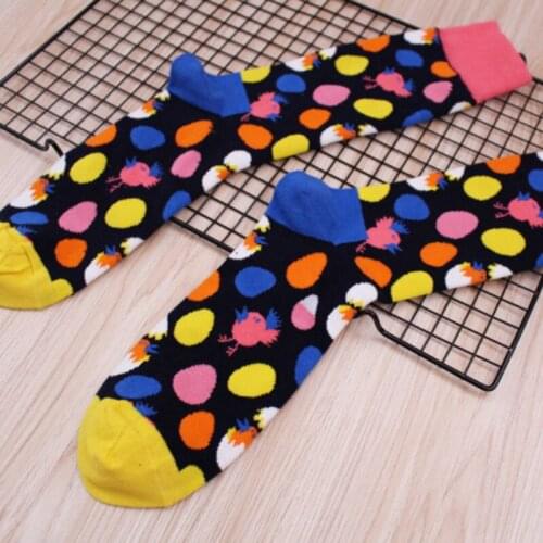 Happiness socks color bird egg cotton jacquard socks perfect quality fun novelty Harajuku costume dress Herensokken