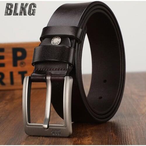 New Genuine Leather Belt Men New Designer Waist Belt Cowskin Split Leather Belts Pin Buckle Mens Belt Ceinture Homme 110-130cm